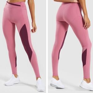Gymshark Asymetric Legging Dusky Pink/Dark Ruby